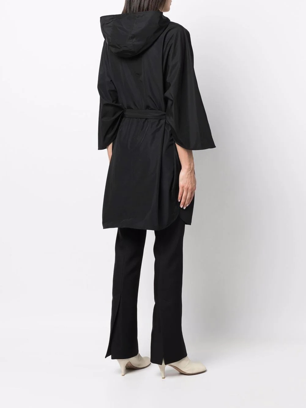 belted-waist hooded coat - 4