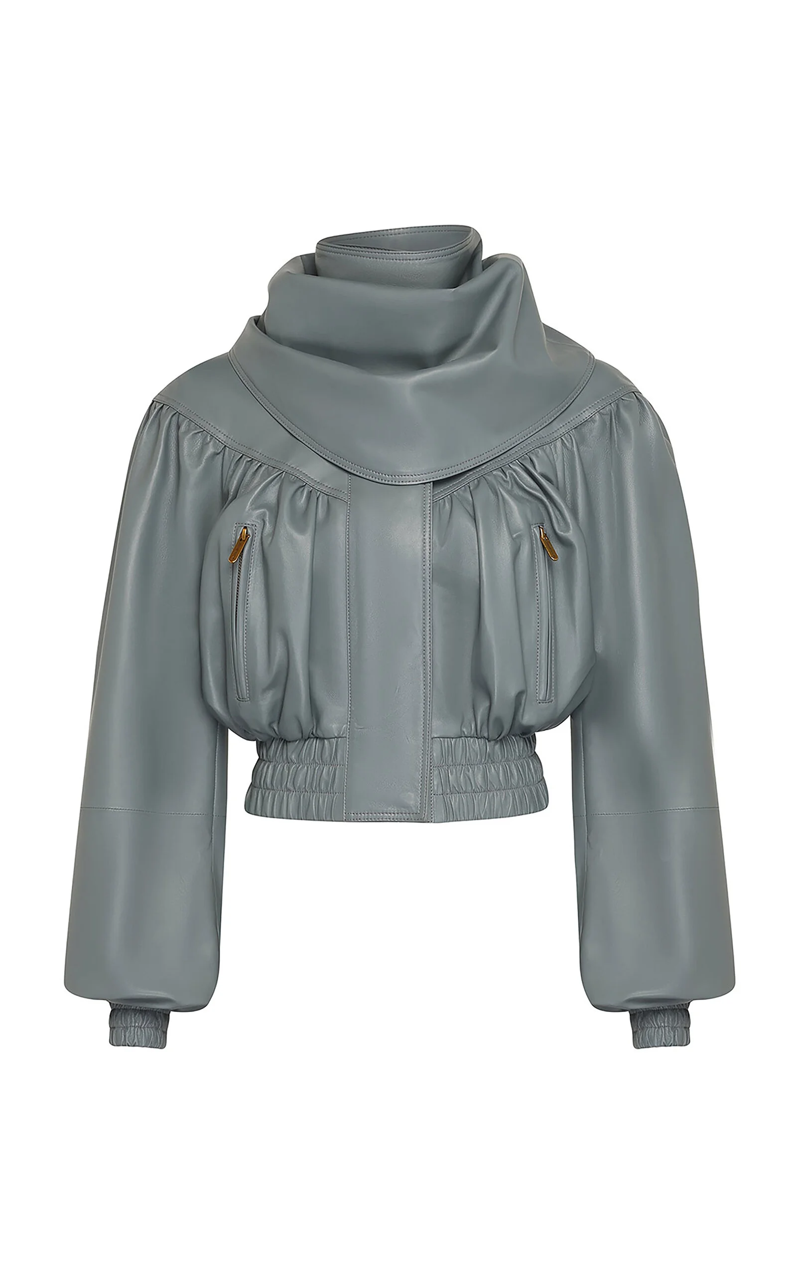Valiant Cropped Leather Jacket blue - 1