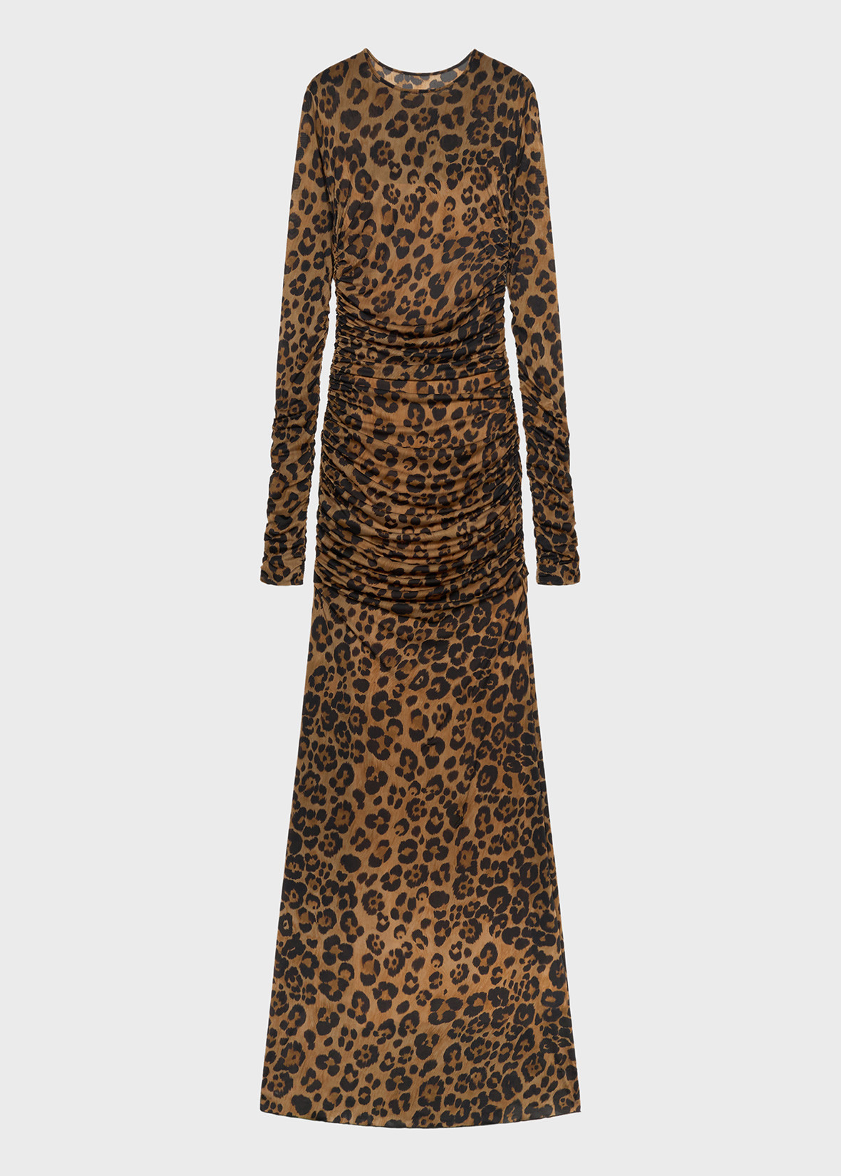 LONG SECOND SKIN JERSEY DRESS WITH LEOPARD PRINT - 1