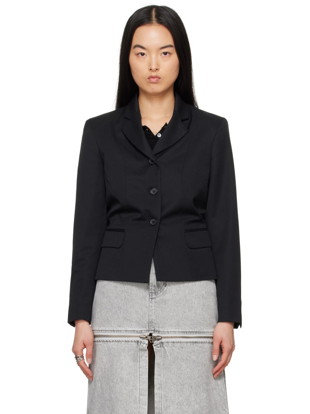 Black Cutout Blazer - 1