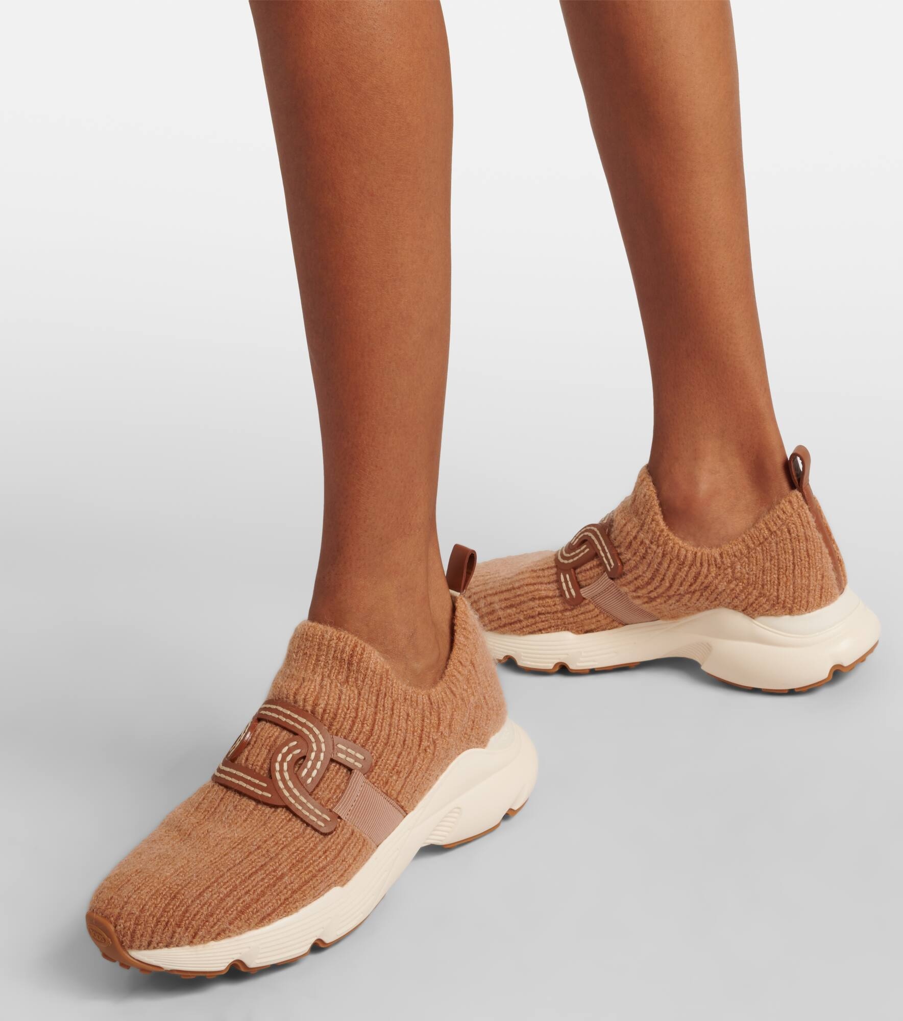 Kate leather-trimmed slip-on sneakers - 7