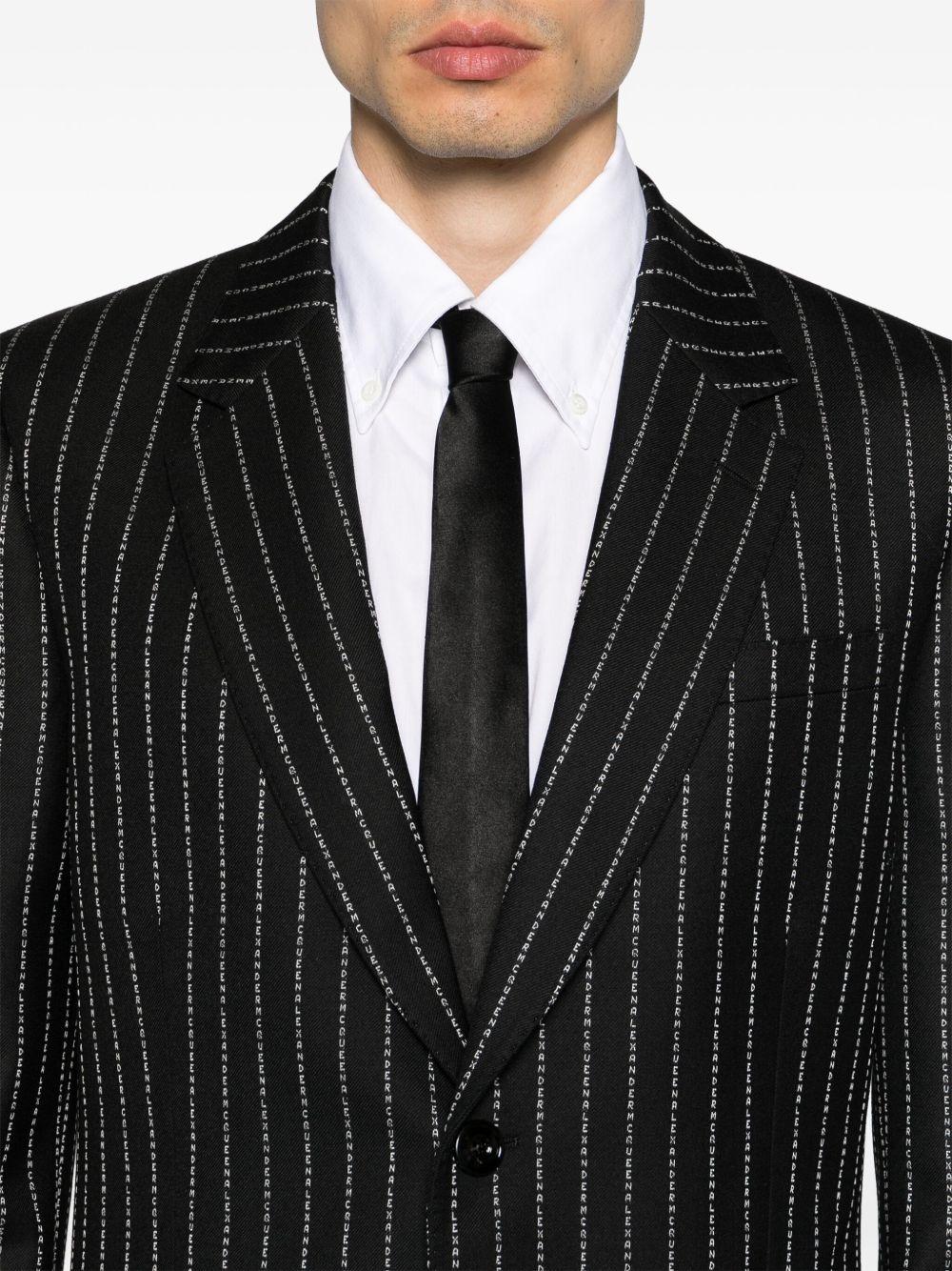 letter-pinstripe pattern blazer - 5