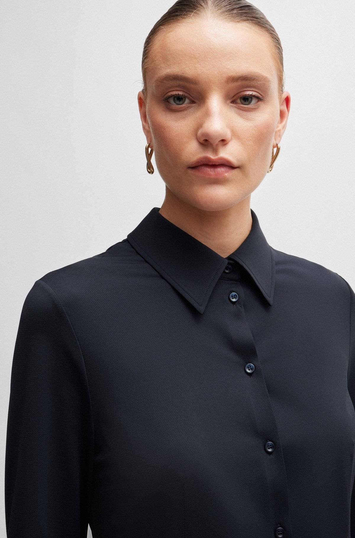 EXTRA-SLIM-FIT BLOUSE IN ITALIAN PERFORMANCE-STRETCH DOBBY - 4