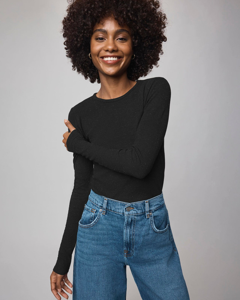 Splendid Isabella Eyelash Shimmer Long Sleeve Tee outlook
