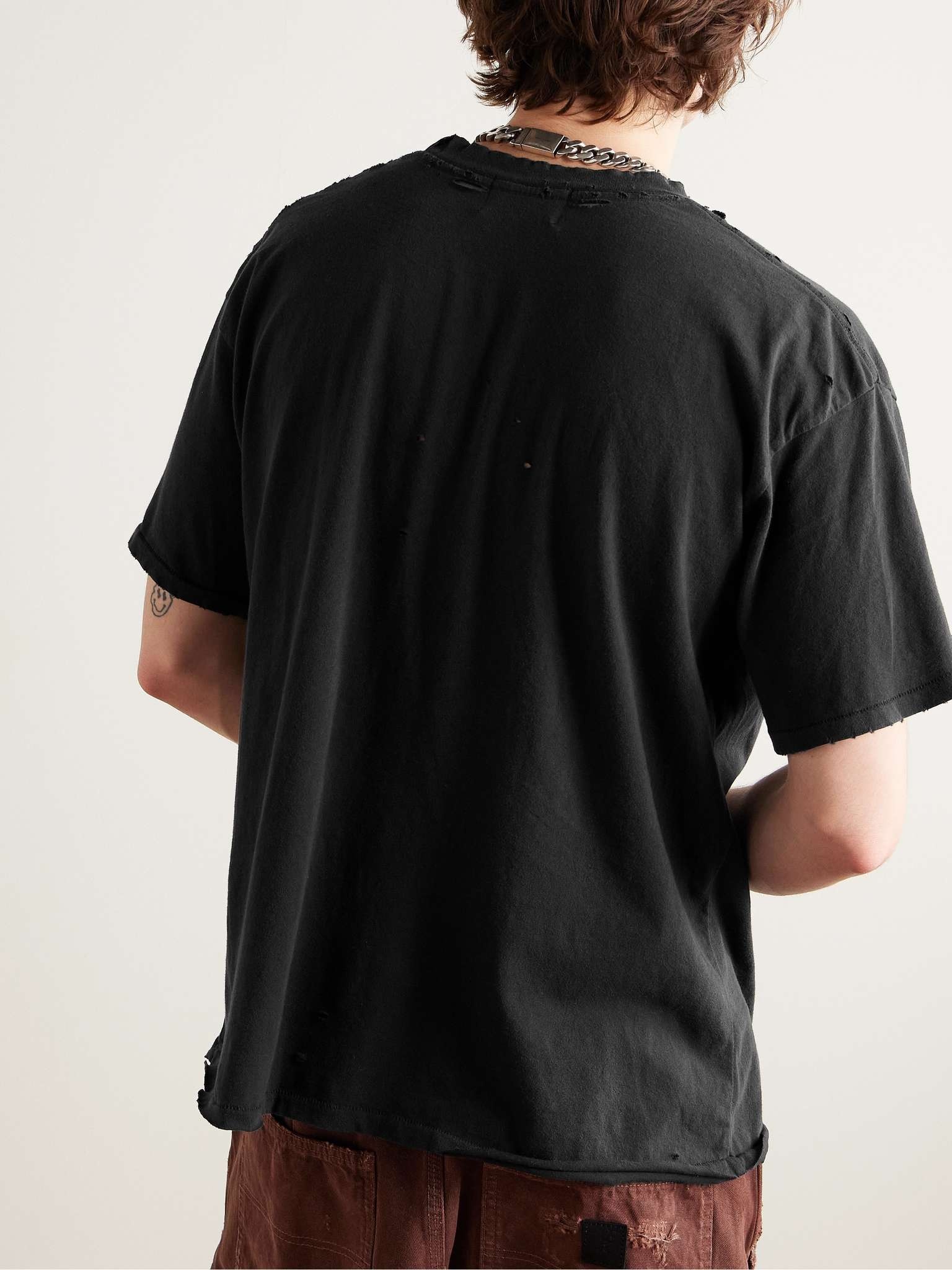 Distressed Logo-Printed Cotton-Jersey T-Shirt - 3
