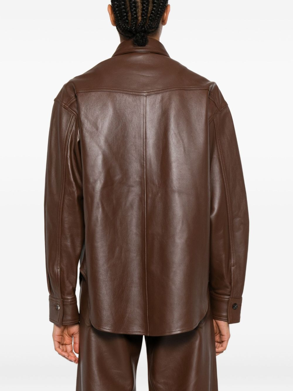 leather shirt jacket - 4