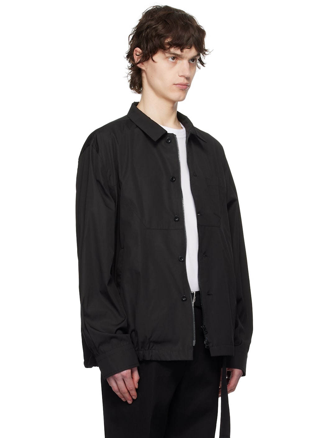 Black Cotton Poplin Jacket - 2