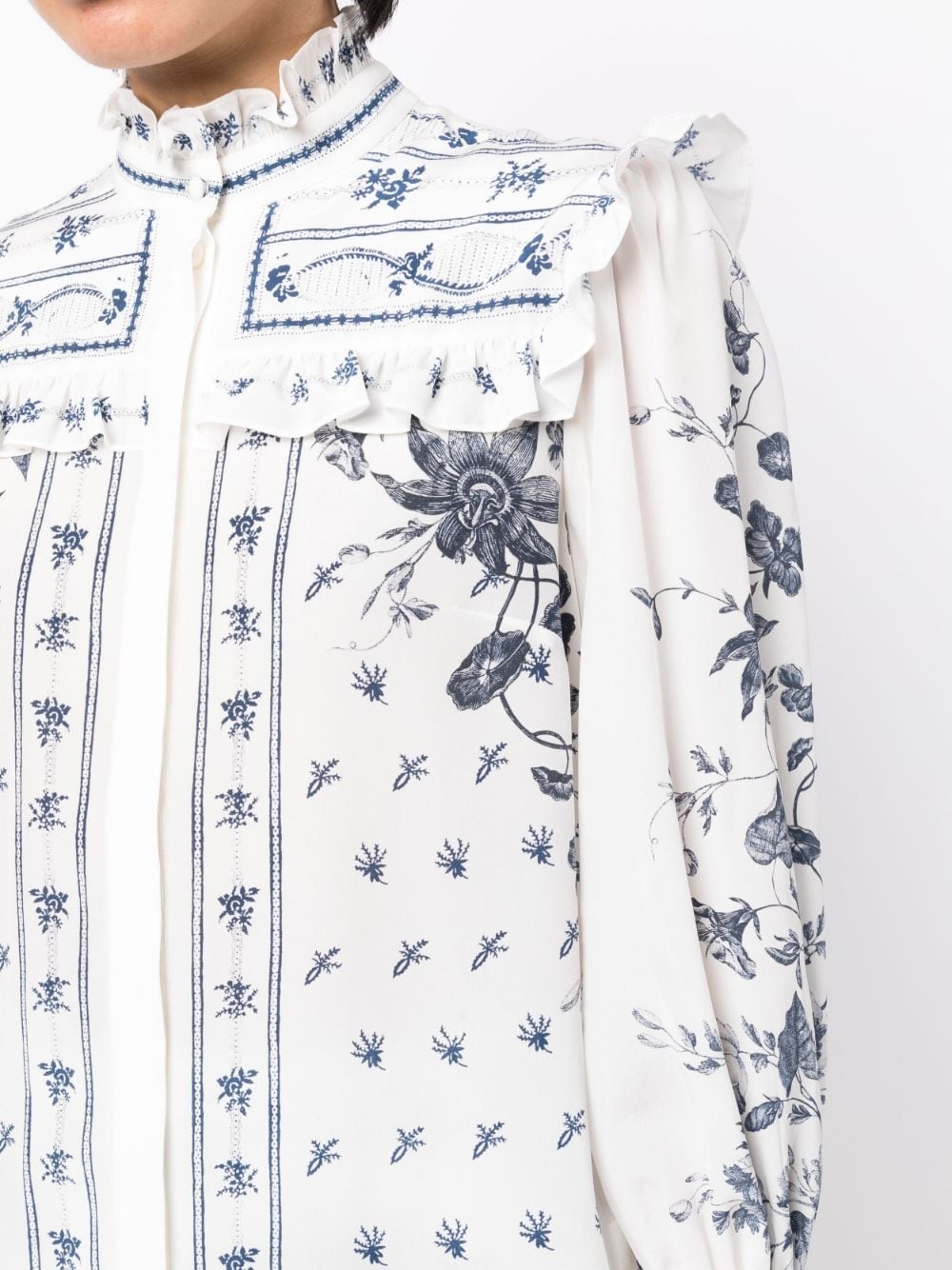 monogram-pattern silk shirt - 5