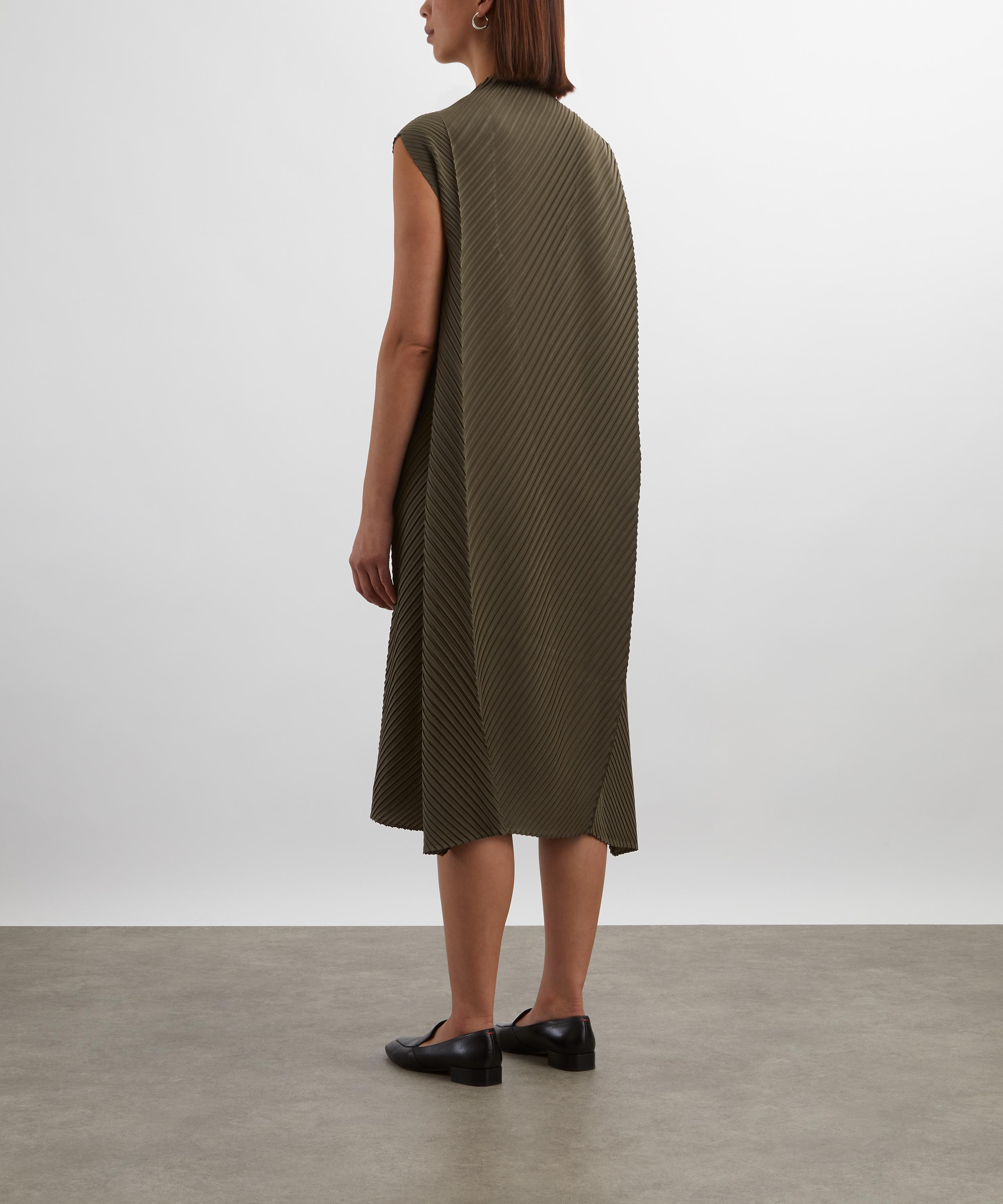 SOFT FOLD PLEATS Khaki Dress - 4