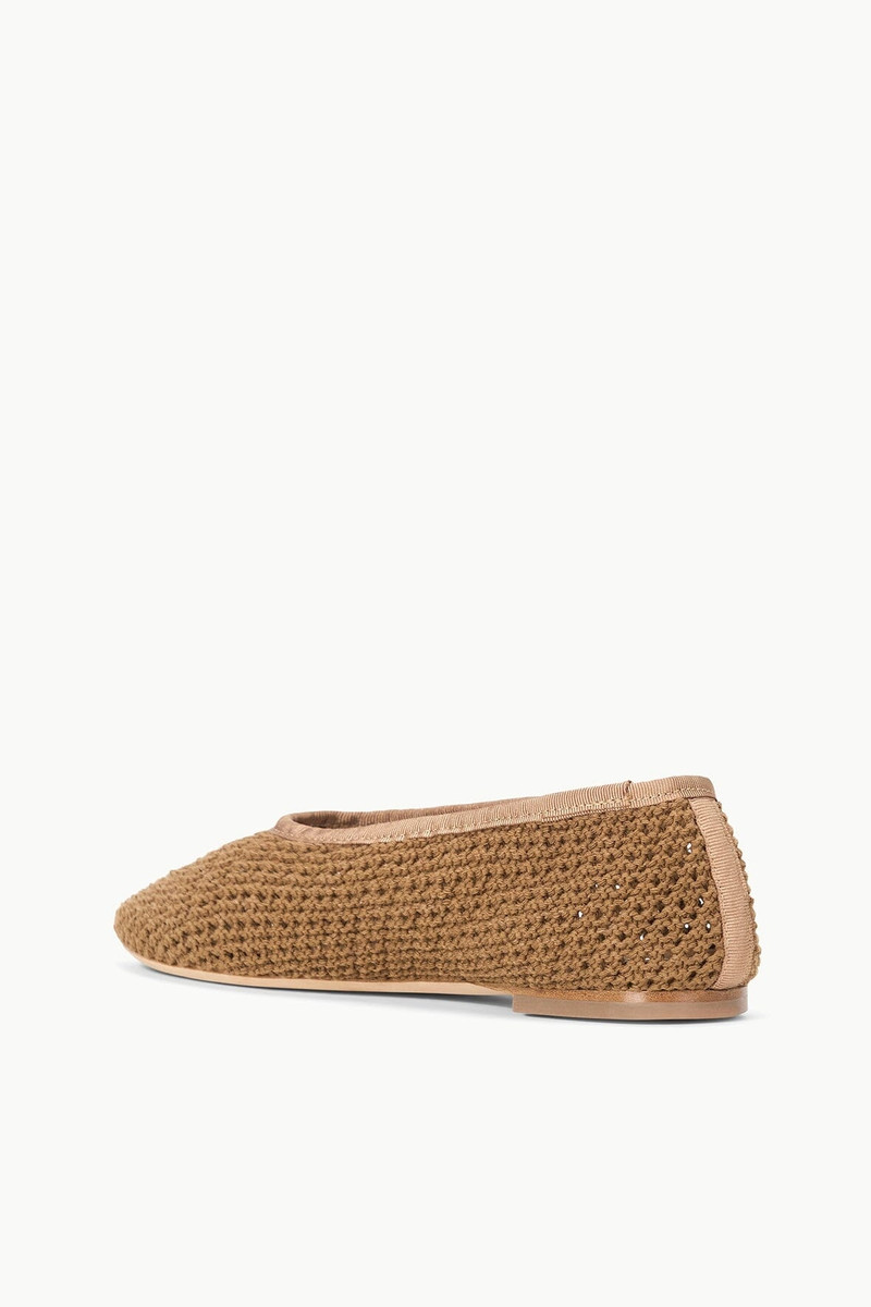 STAUD ALBA BALLET FLAT CAMEL CROCHET 4