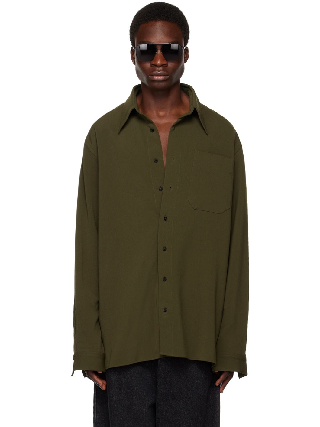 SSENSE Exclusive Khaki Oversized Shirt - 1
