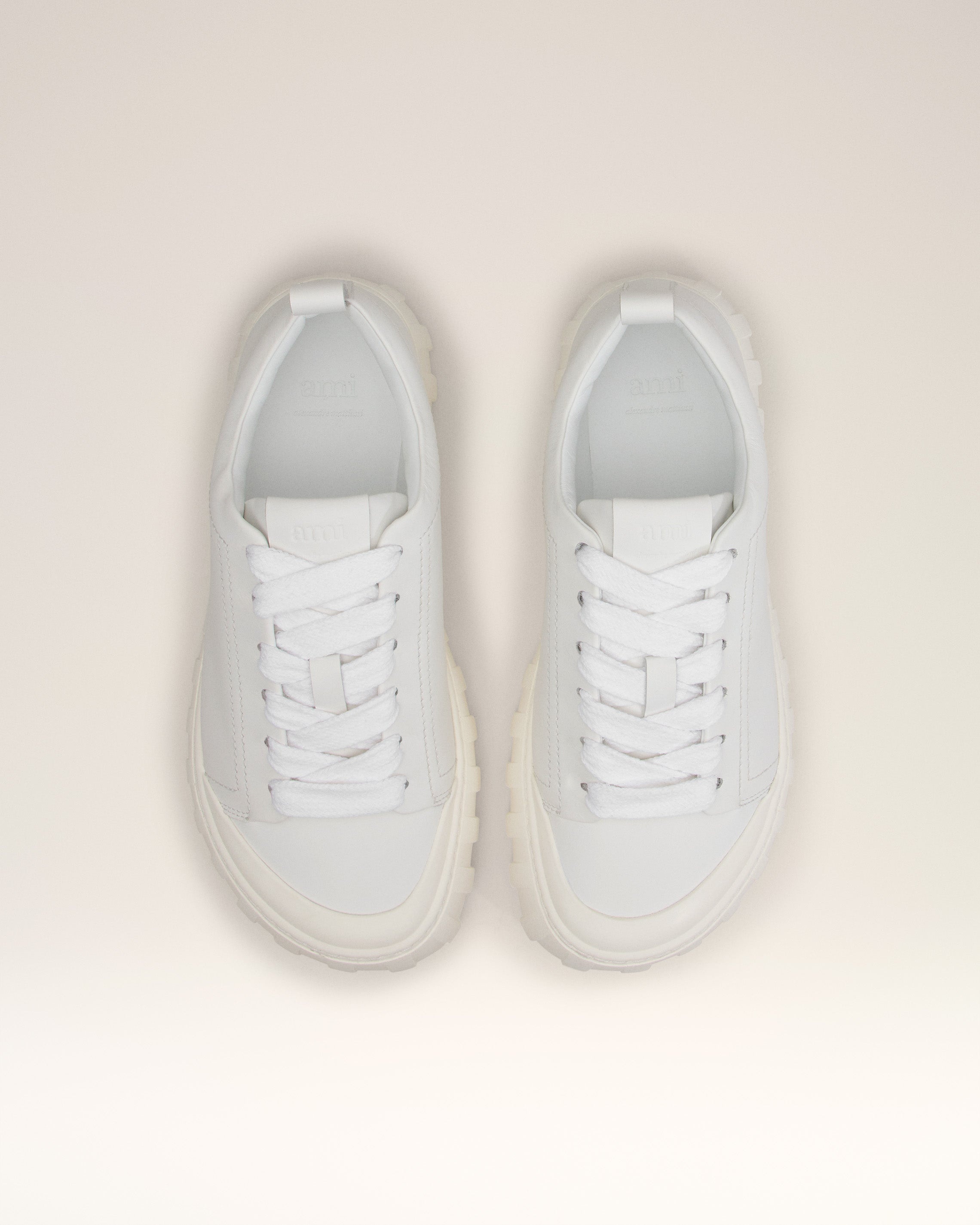 WHITE LEATHER LOW TOP TEMPO SNEAKERS - 4