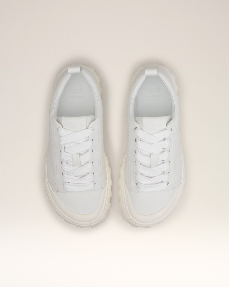 WHITE LEATHER LOW TOP TEMPO SNEAKERS 4