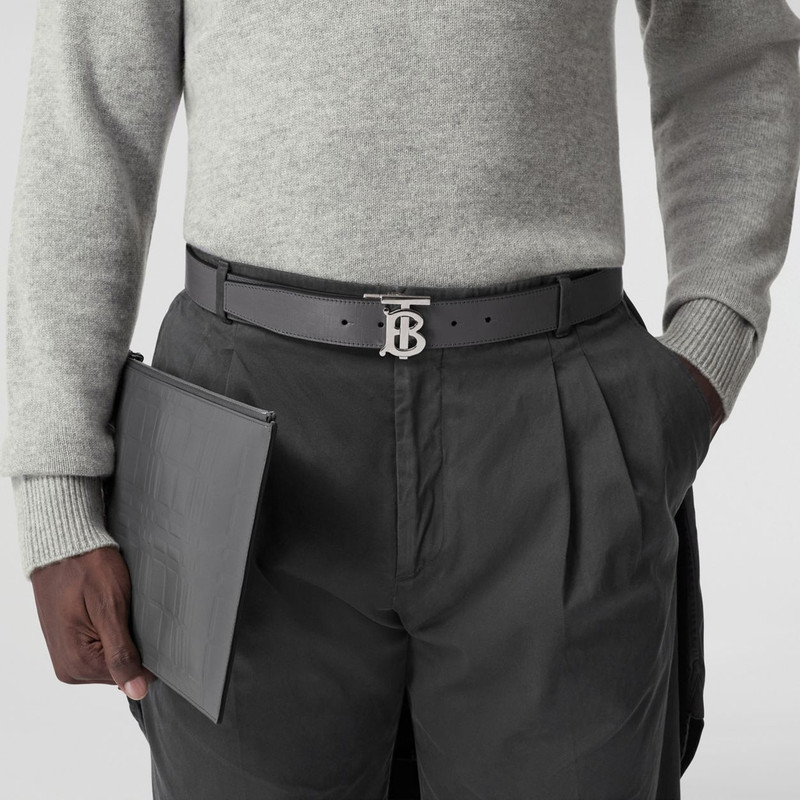 Reversible Monogram Motif Embossed Leather Belt 3