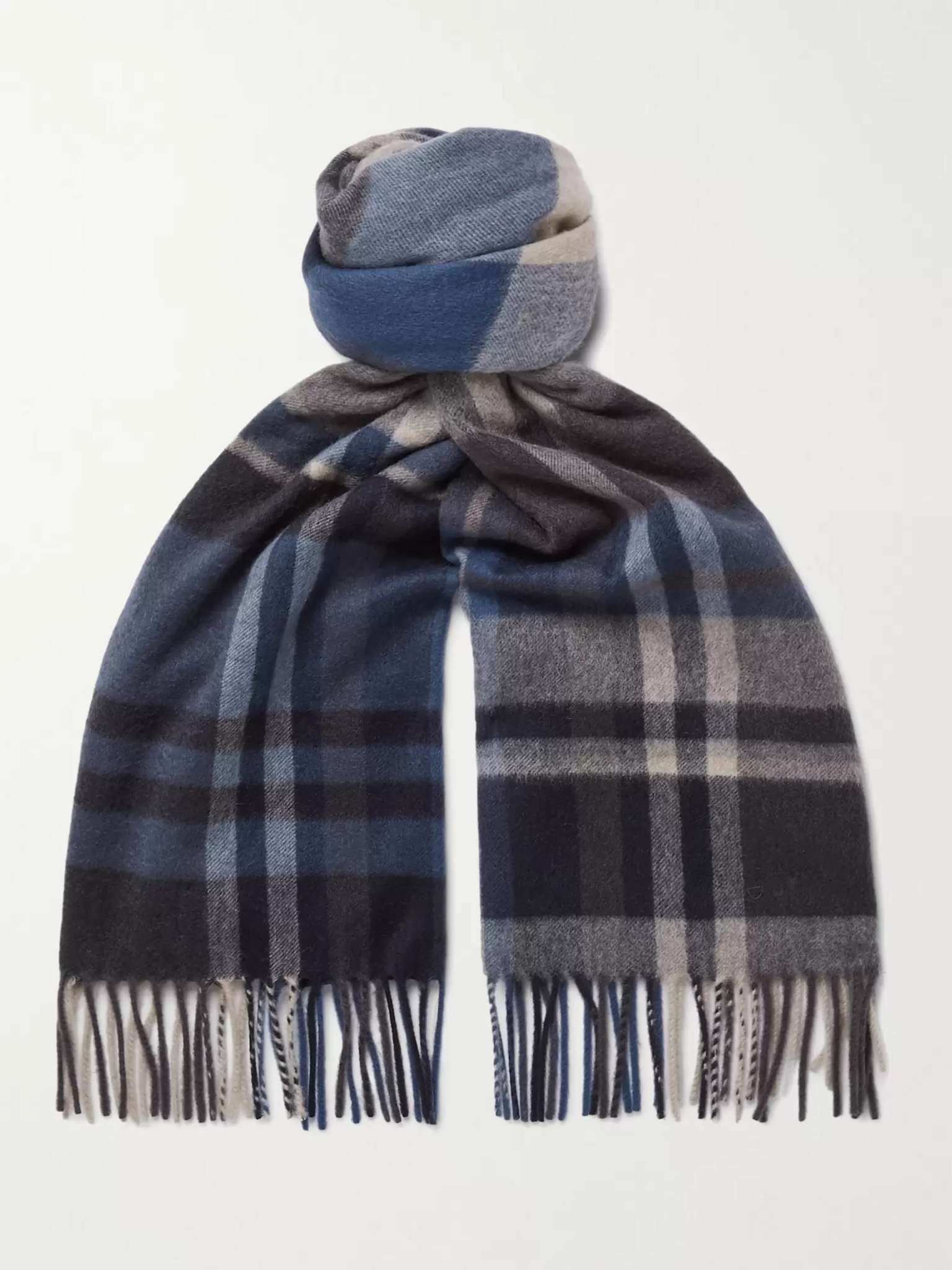 Fringed Checked Cashmere Scarf - 1