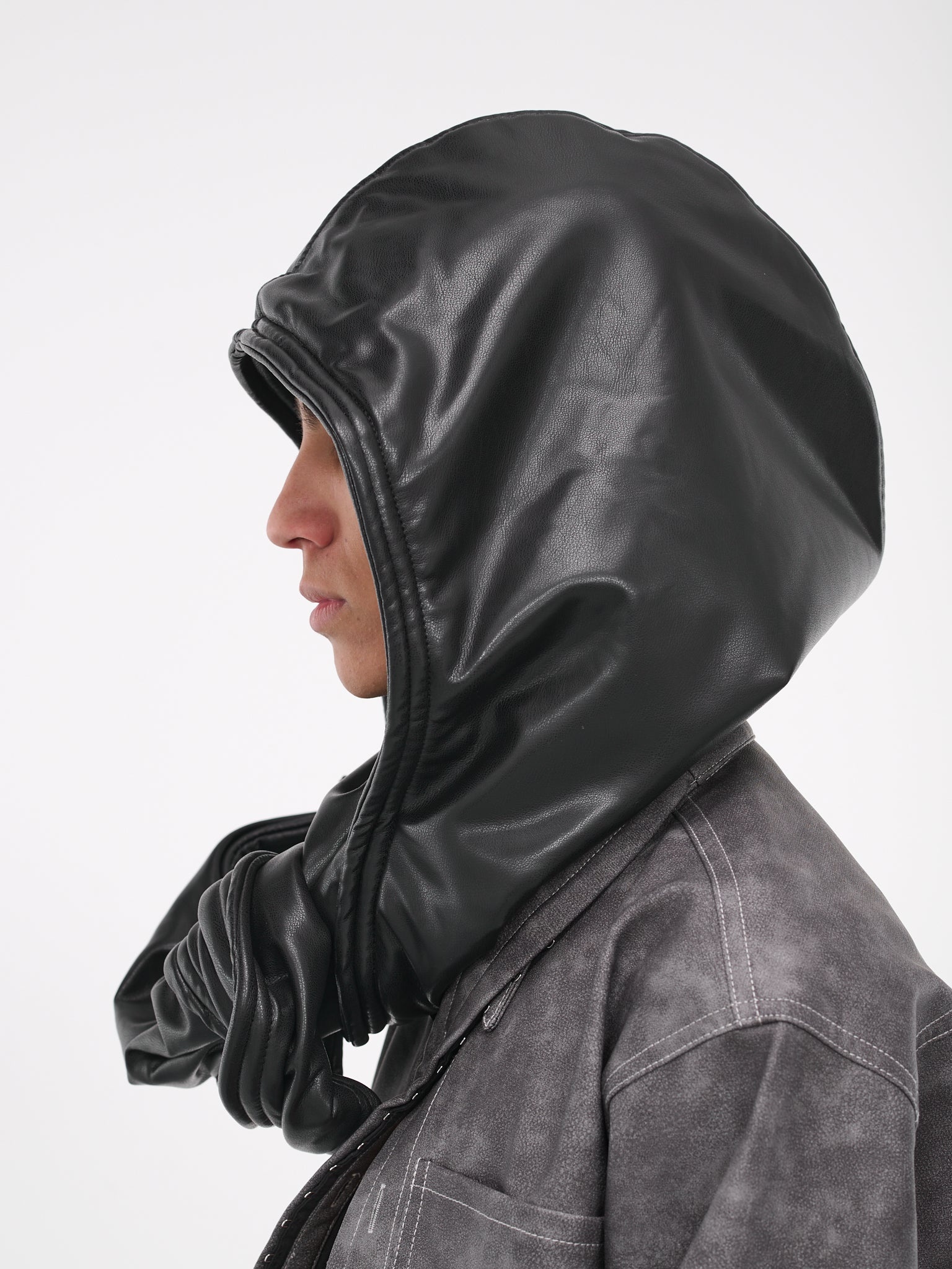 Y/Project Wire Leather Hood | hlorenzo | REVERSIBLE