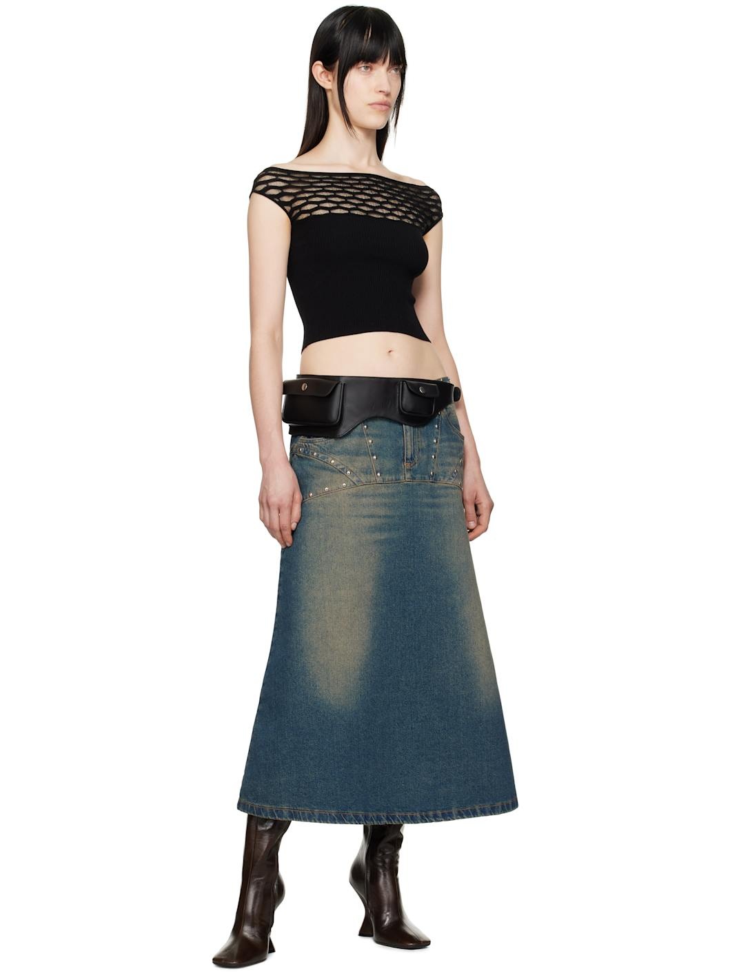 SSENSE Exclusive Black Avenue Off-Shoulder T-shirt - 4