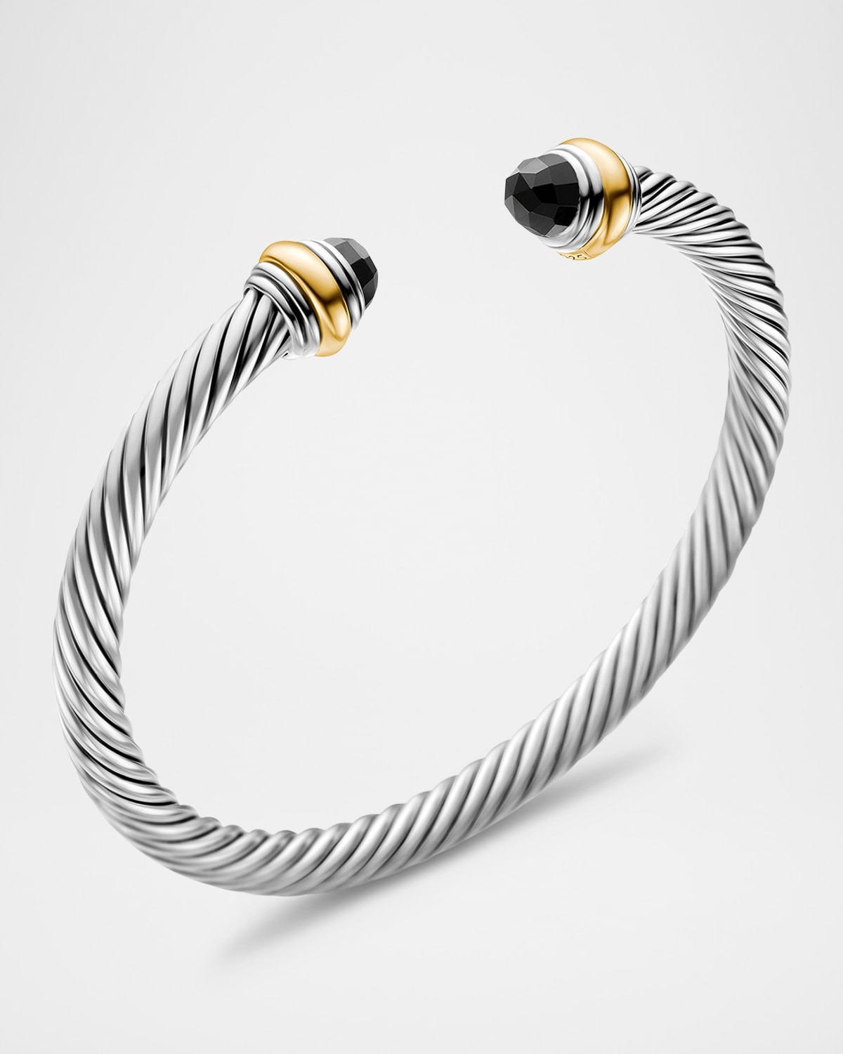 Cable Bracelet with Gemstone in Silver with 14K Gold, 5mm - 3