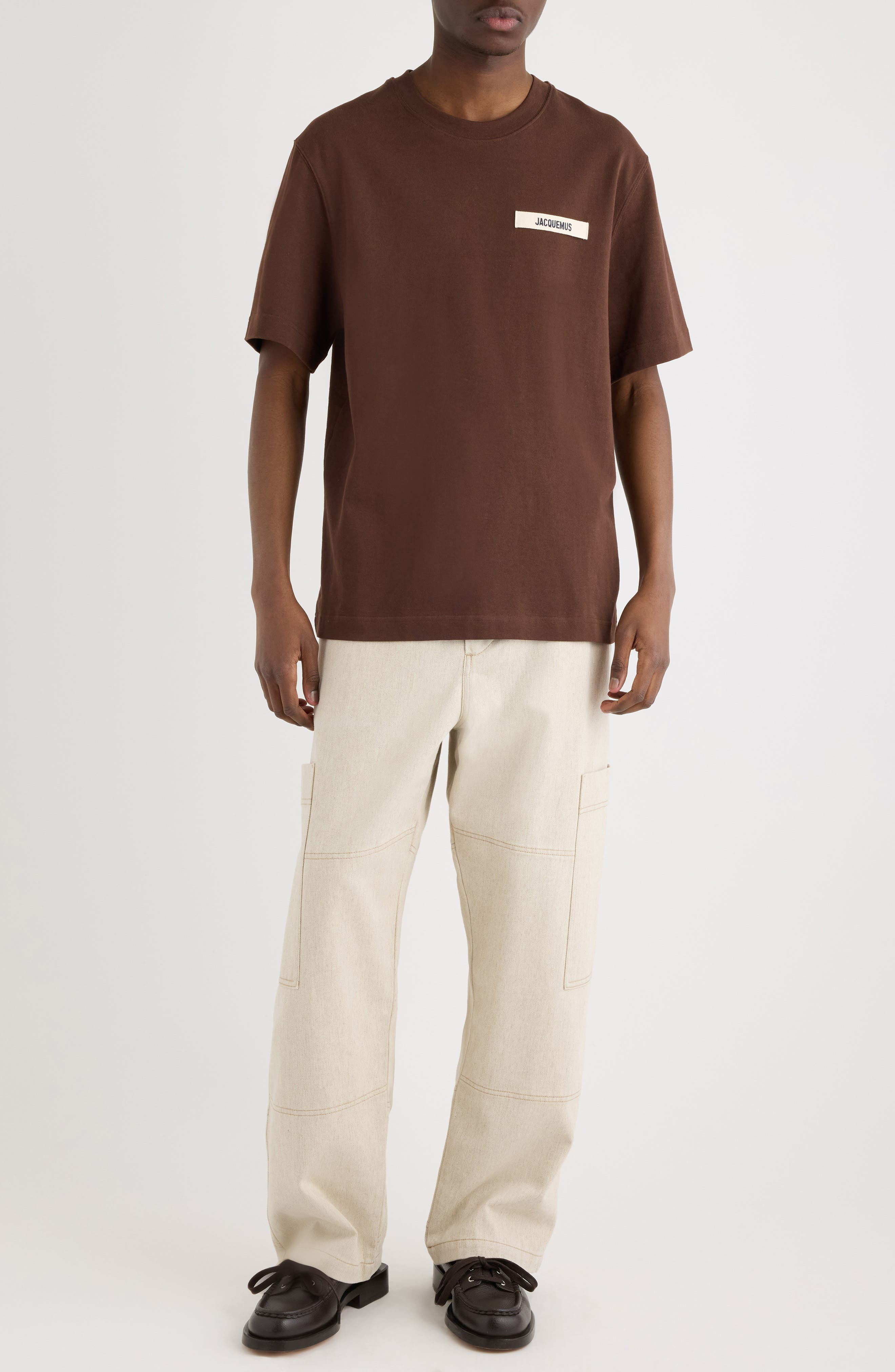Jacquemus Le T-Shirt Gros Grain Cotton T-Shirt in Dark Brown at Nordstrom - 2