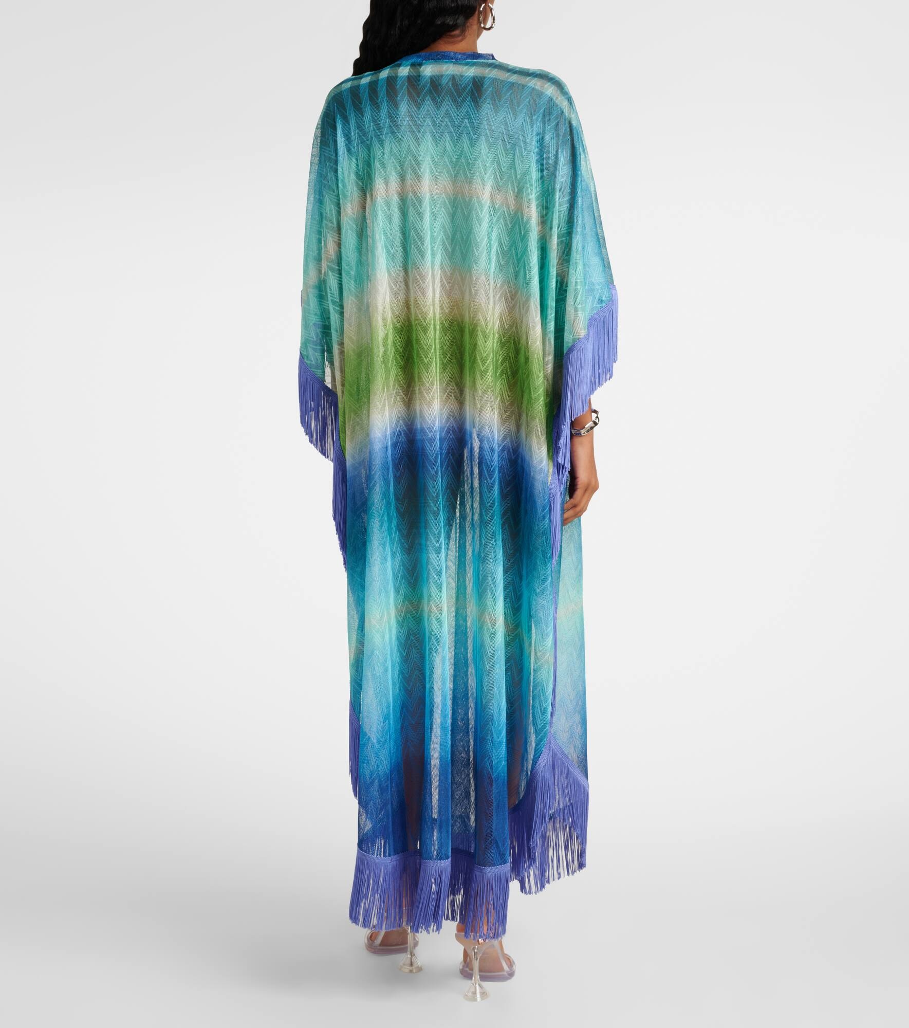 Zig Zag fringed crochet lamé kaftan - 3