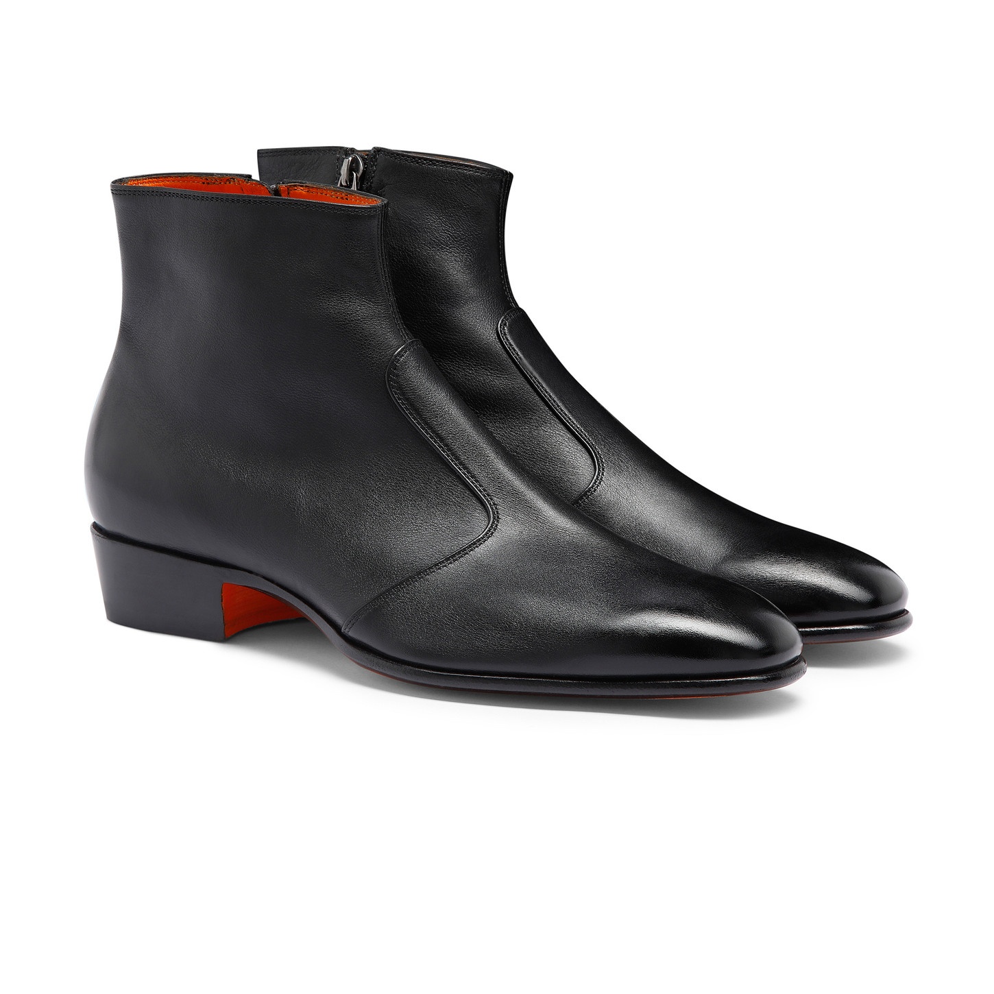 Men's black leather ankle boot - 3