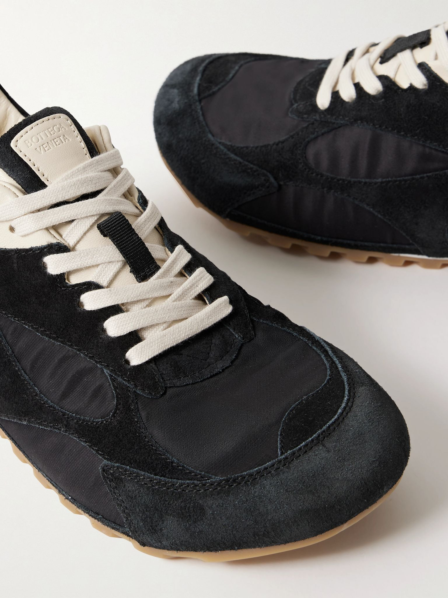 Orbit leather-trimmed suede and shell sneakers Black - 4