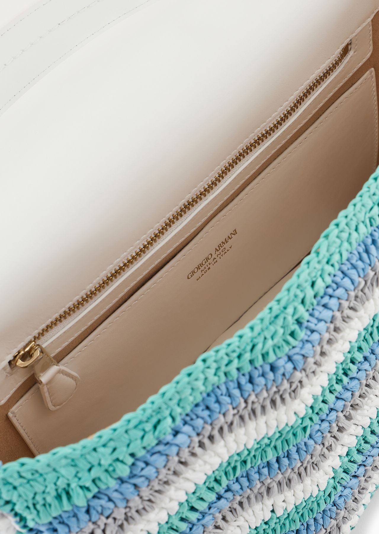La Prima Soft small baguette bag in woven fabric and leather - 4