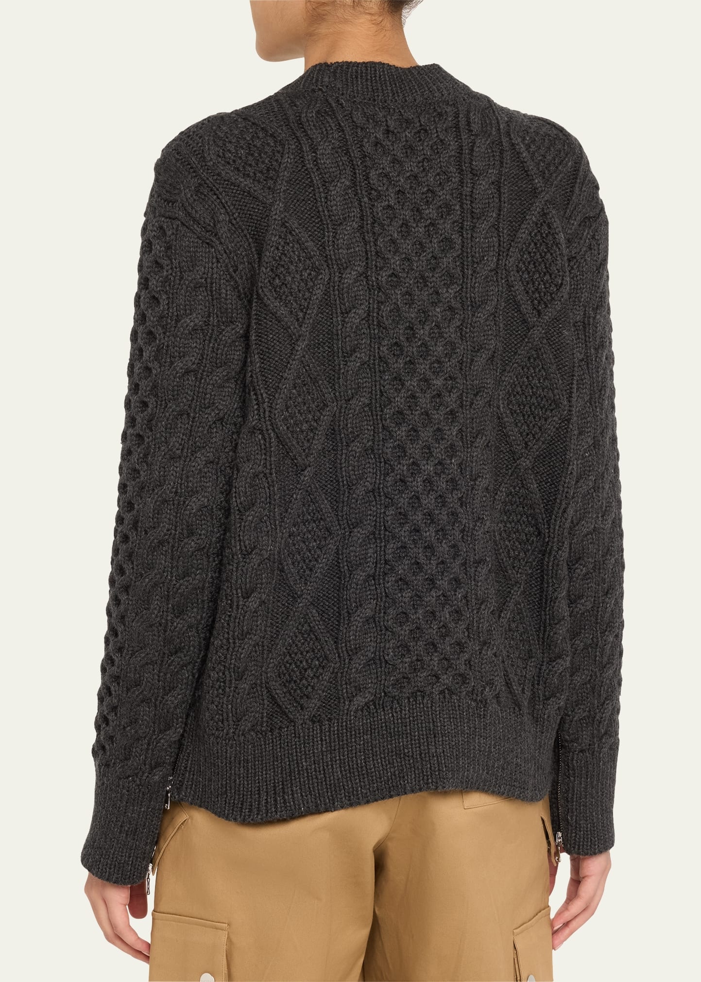 Oversized Cable Wool Sweater - 3