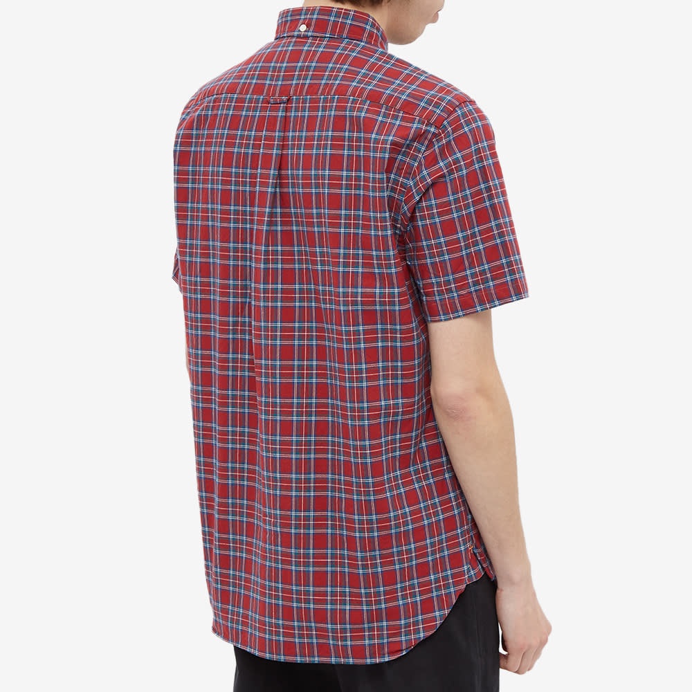 Beams Plus Short Sleeve Button Down Indigo Yarn Tartan Shirt - 5