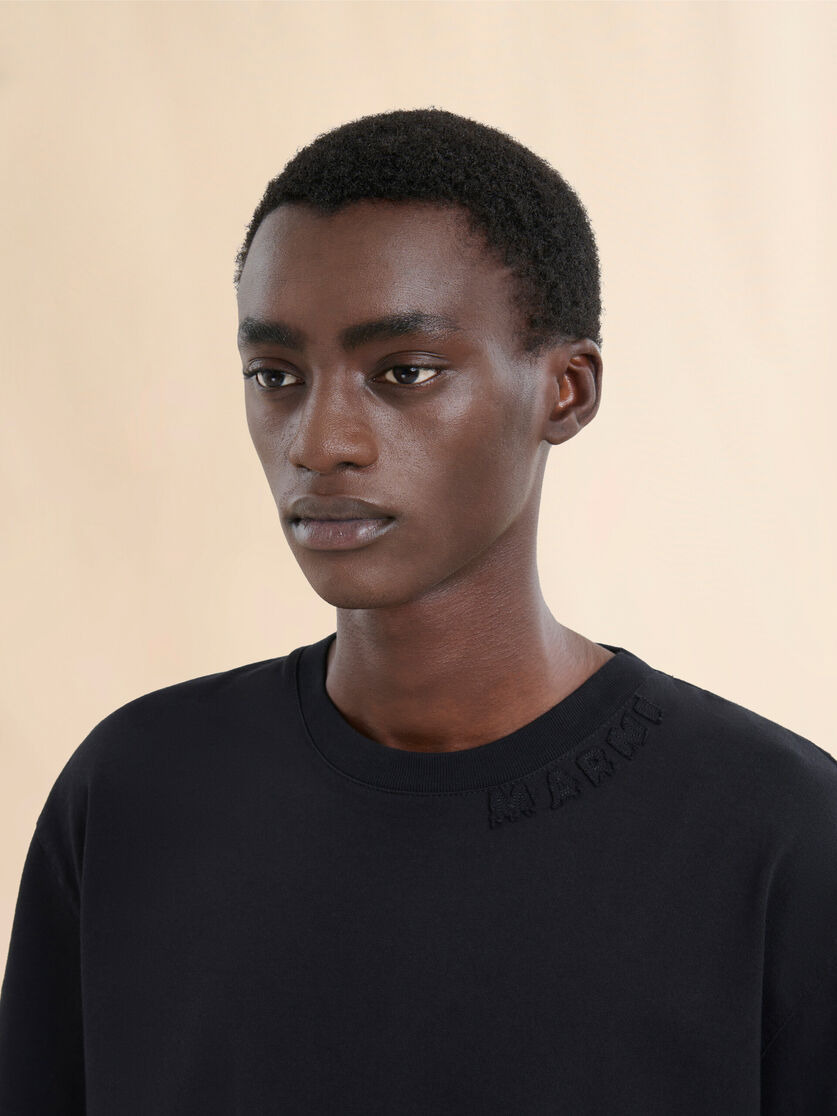 BLACK ORGANIC COTTON OVERSIZED T-SHIRT WITH MARNI PATCHES - 4