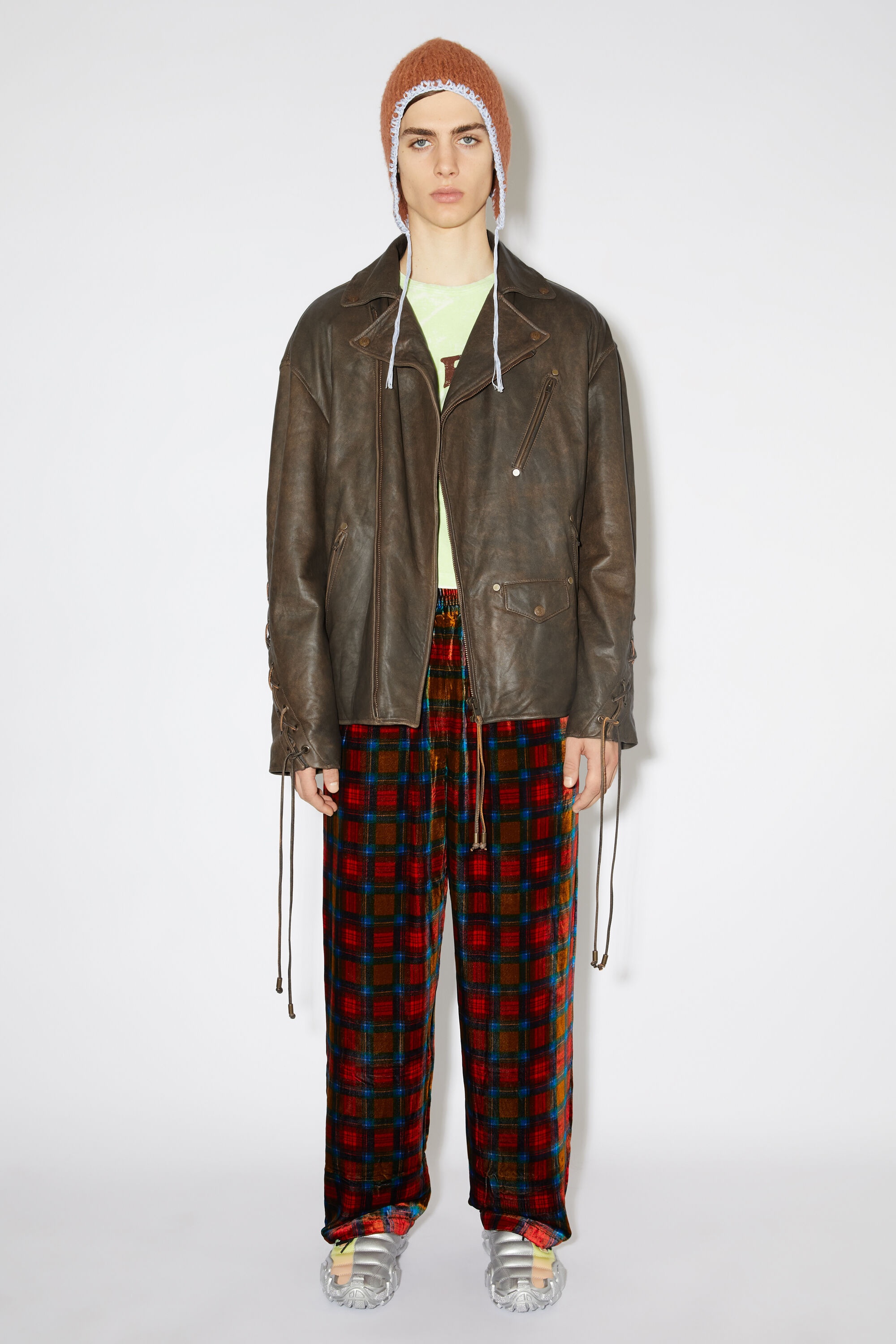 Acne Studios Laced leather jacket - Brown/orange | REVERSIBLE Acne Studios Laced leather jacket - Brown/orange | REVERSIBLE
