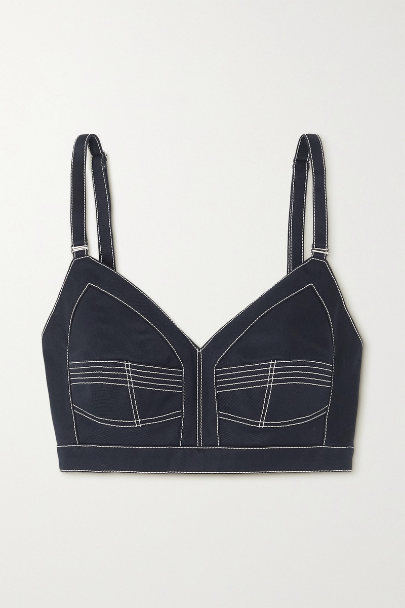 Cropped topstitched cotton-gabardine top 1