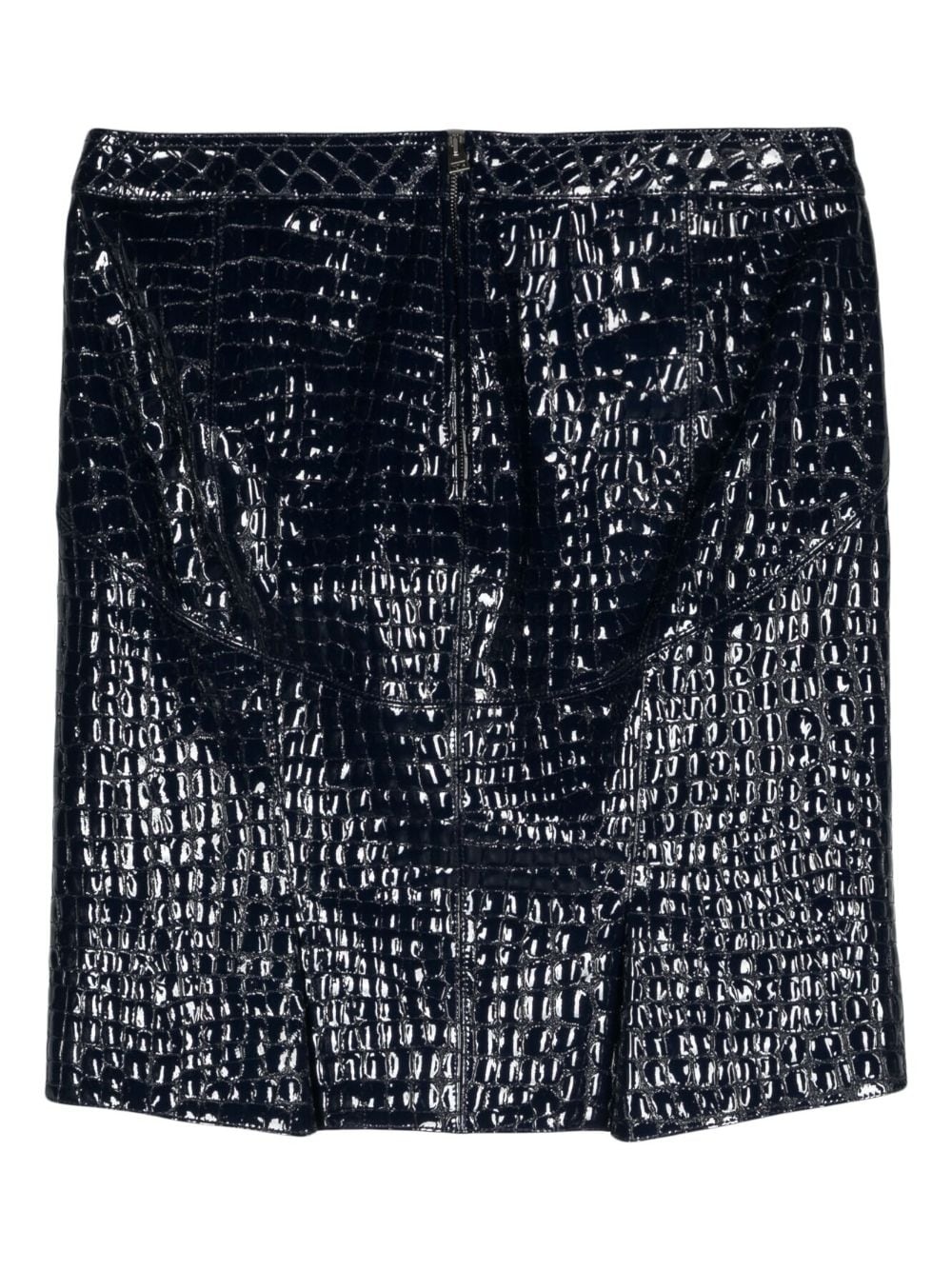 crocodile-embossed leather miniskirt - 2