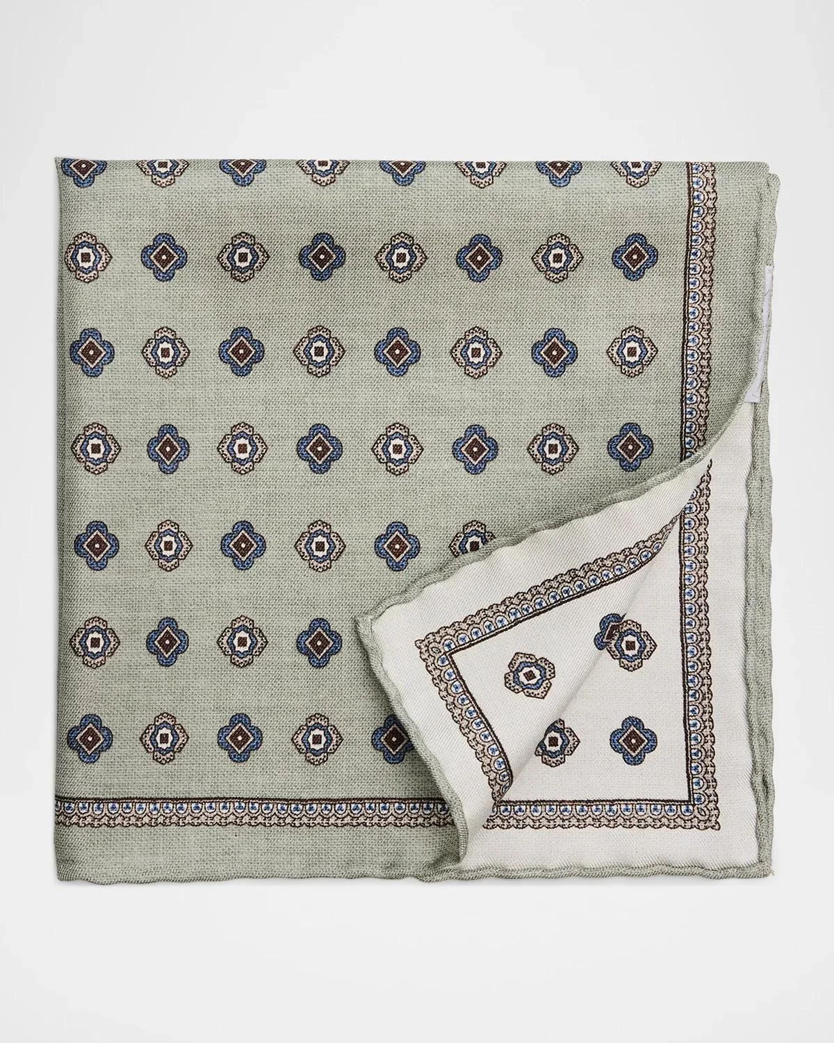 Men's Silk Medallion Pocket Square - 1