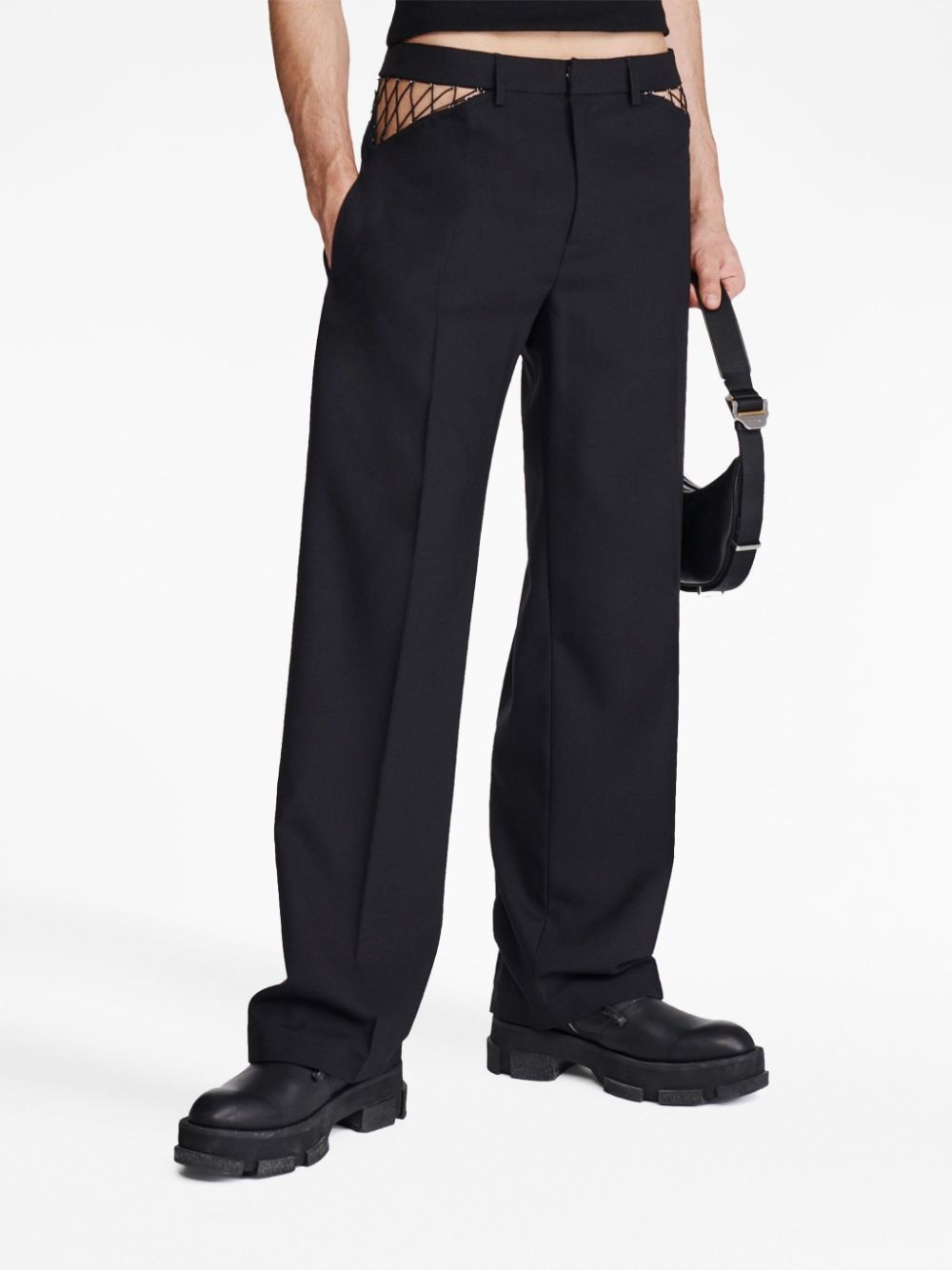cut-out wool trousers - 6