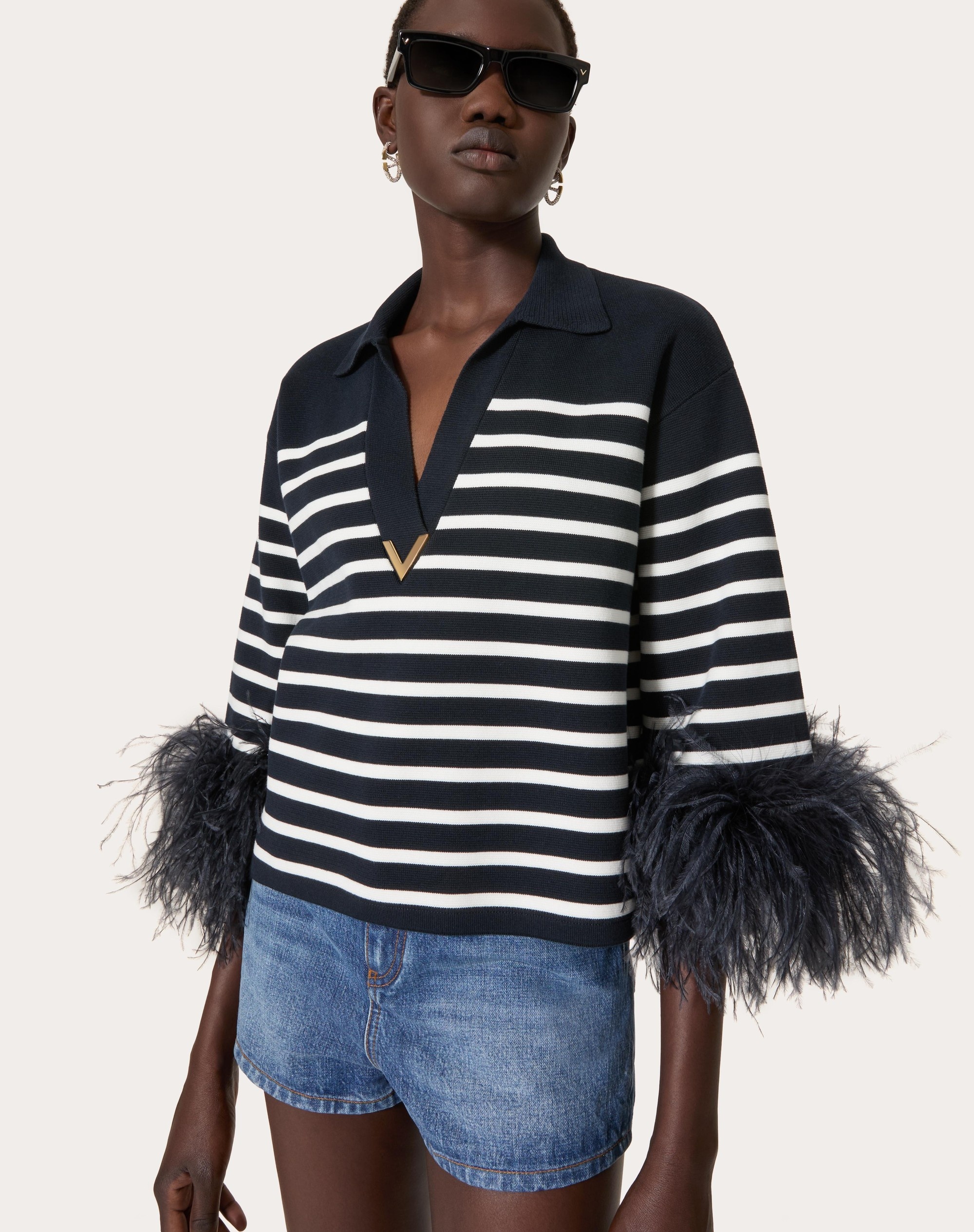 COTTON SWEATER WITH FEATHERS - 5