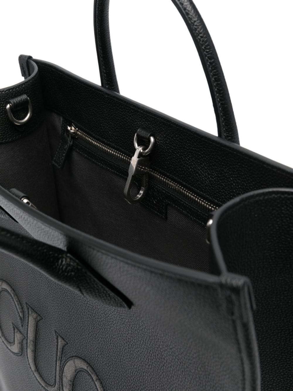logo-embossed leather tote bag - 5