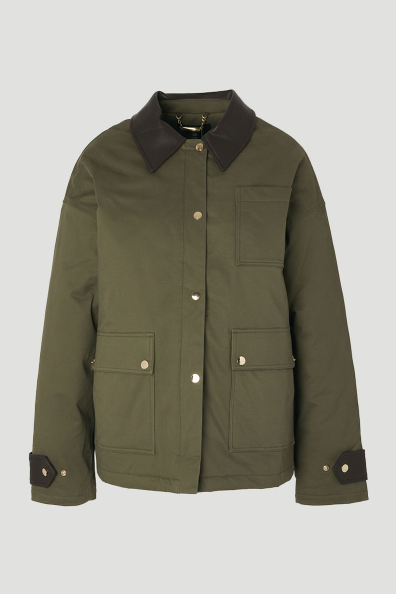 Quilted Contrast Collar Barn Jacket - 1