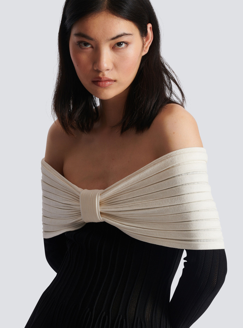Off-the-shoulder skater dress in a textured knit 8