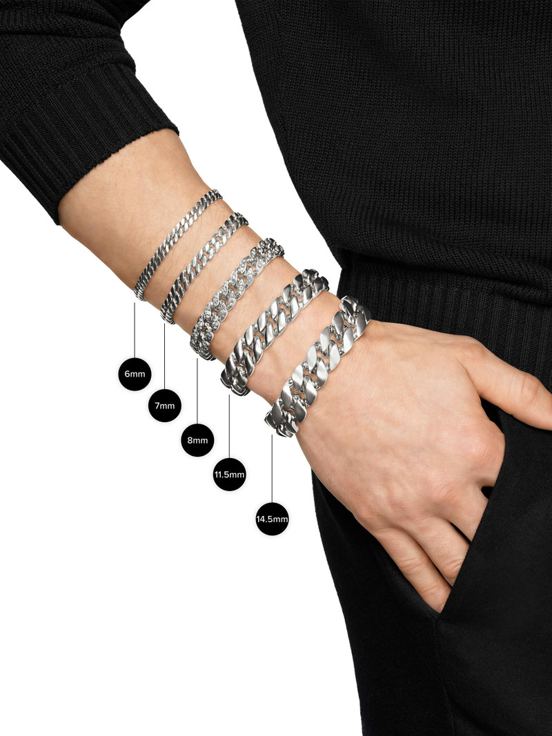 Men's Curb Chain Bracelet in Platinum, 8MM - Silver 3