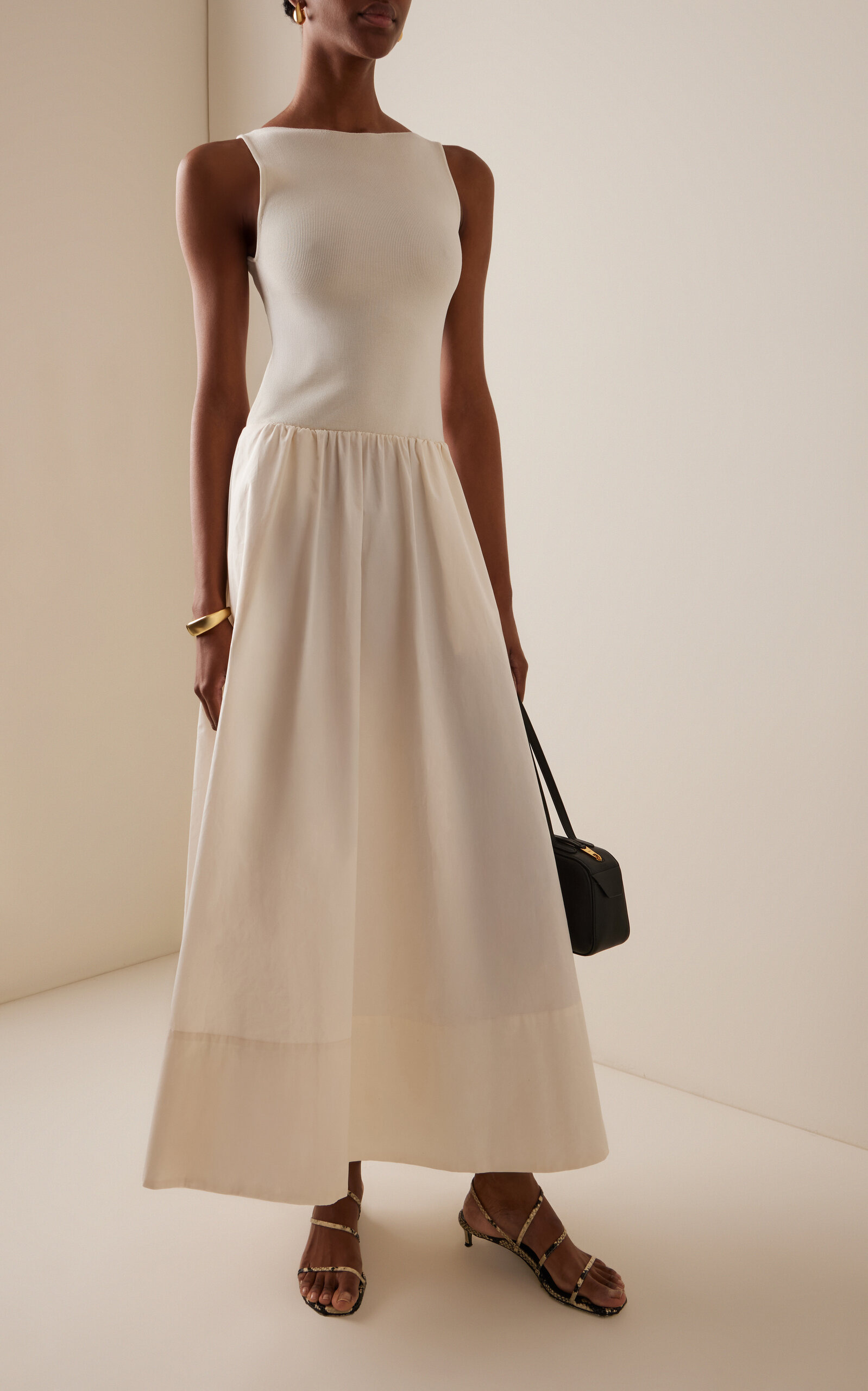 Exclusive Knit and Cotton Maxi Dress ivory - 2
