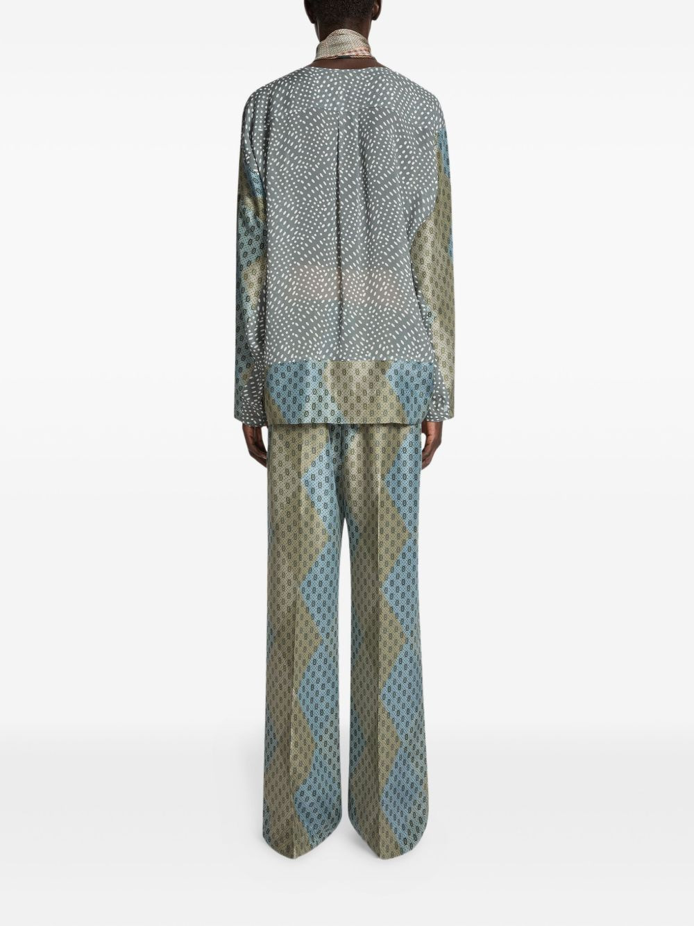 geometric-pattern elasticated trousers - 4