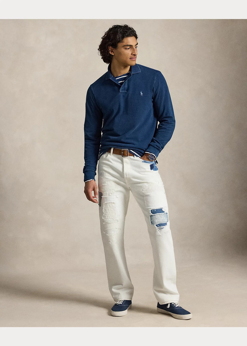 Custom Slim Fit Indigo Mesh Polo Shirt 3
