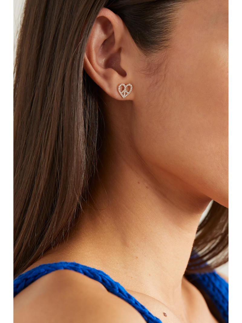 SYDNEY EVAN Peace Heart 14-karat Gold Diamond Earrings outlook