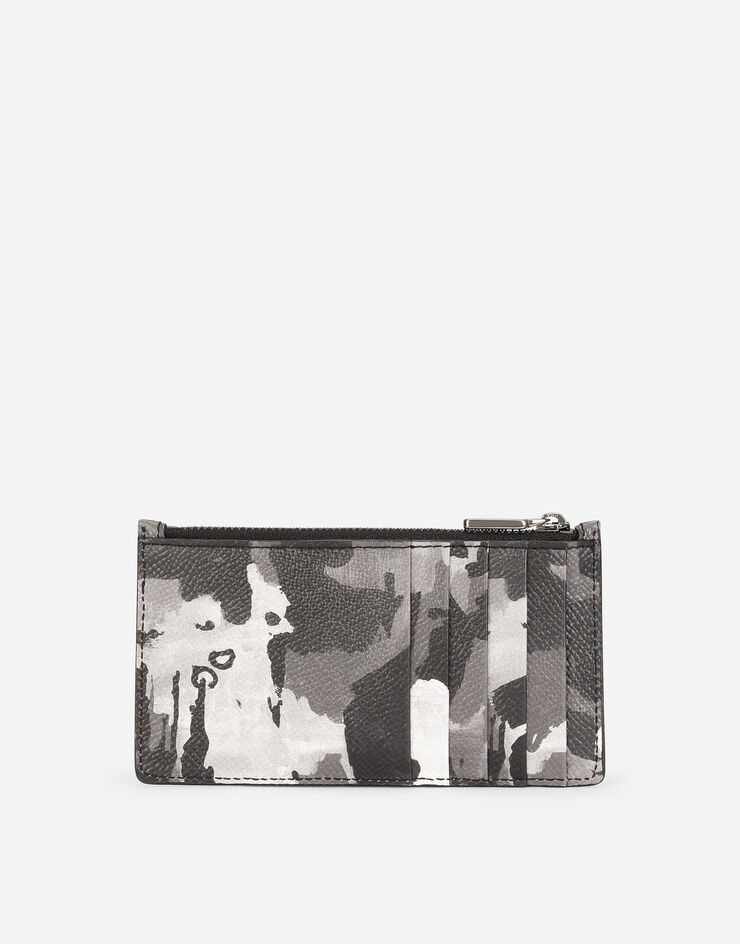 Dauphine calfskin card holder with camouflage print - 3