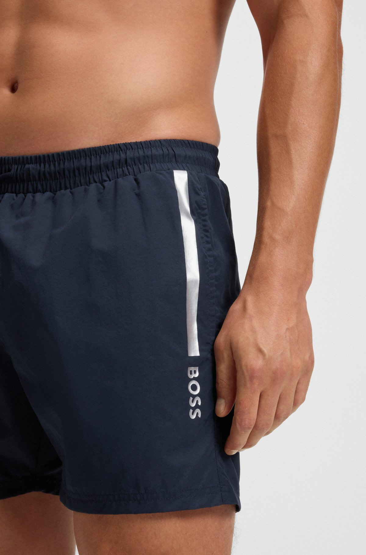 SWIM SHORTS WITH FOIL-PRINTED LOGO AND STRIPE - 3