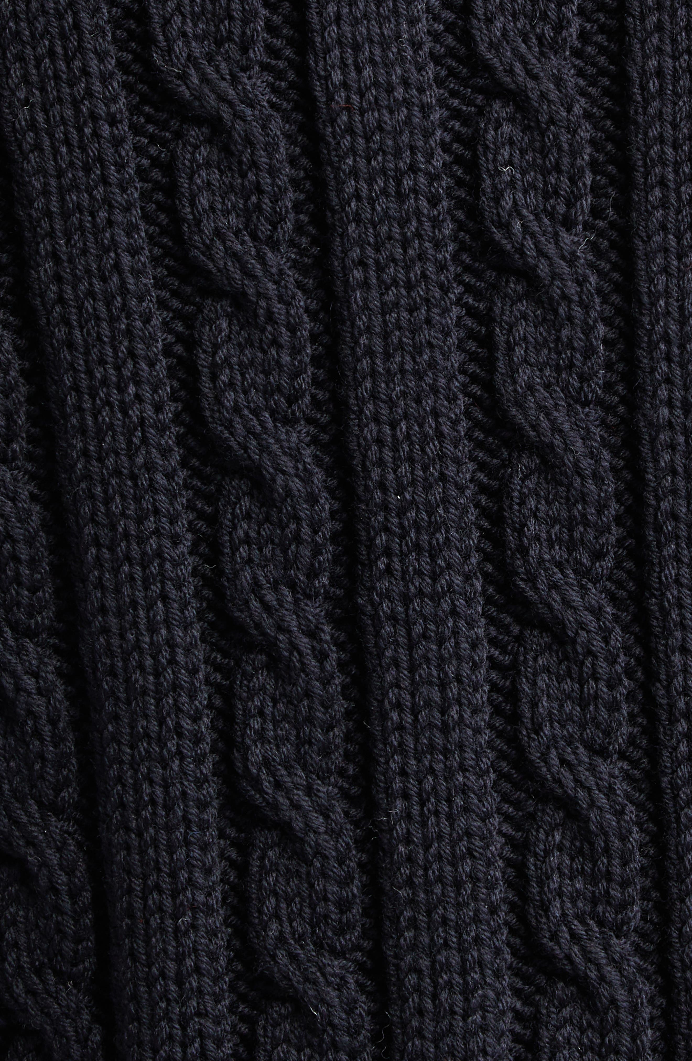 Thom Browne 4-Bar Cable Knit Virgin Wool Shawl Cardigan in Navy at Nordstrom - 7
