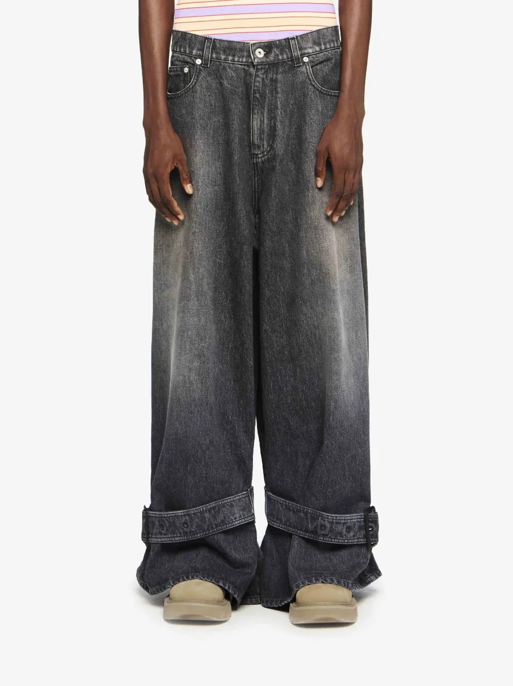 BUCKLED CUFF DENIM JEANS - 2