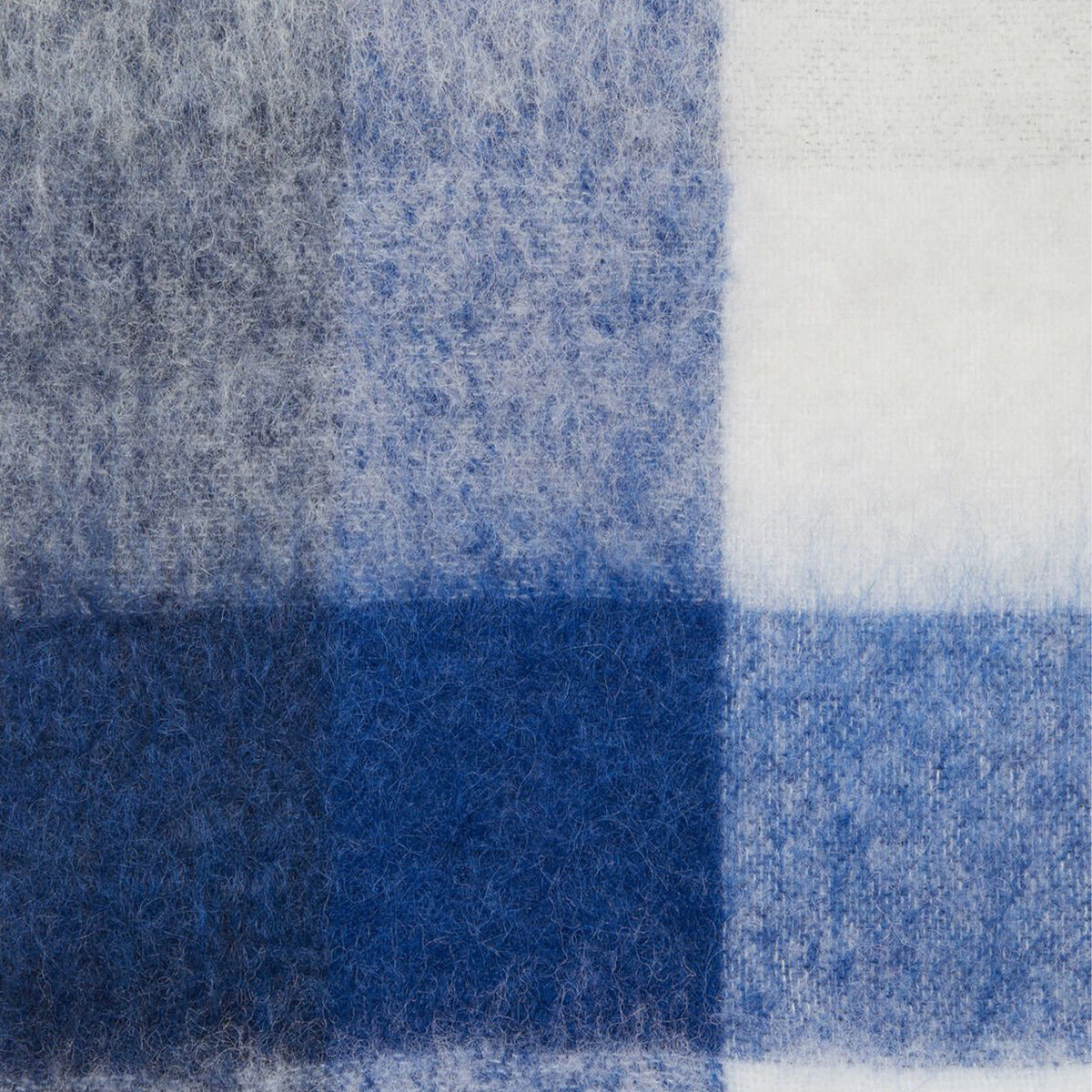 MOHAIR CHECKED SCARF (WHITE/GREY/ROYAL BLUE) - 3
