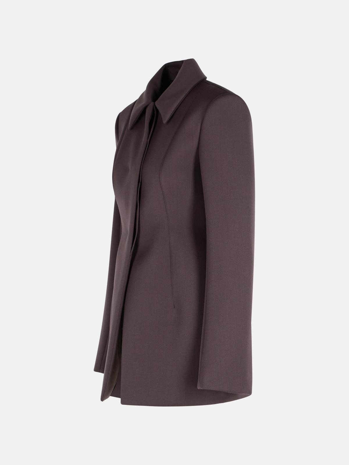 'BACIO' TIGHT JACKET IN COFFEE VIRGIN WOOL BLEND - 2